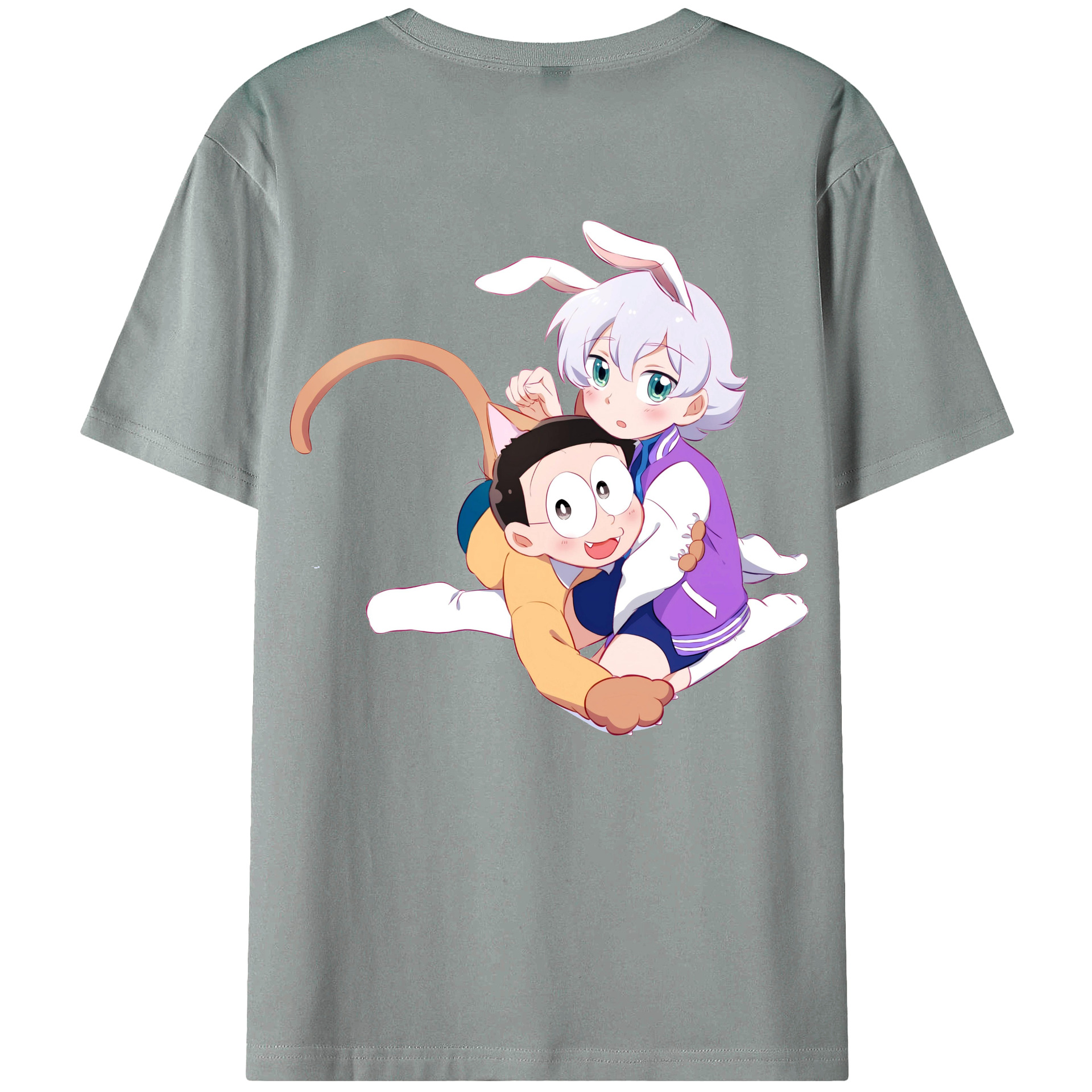 （画像用） ドラえもん 野比 のび太 Doraemon Nobita Nobi 綿100％ メンズ半袖Tシャツ（バックプリント） 通気性